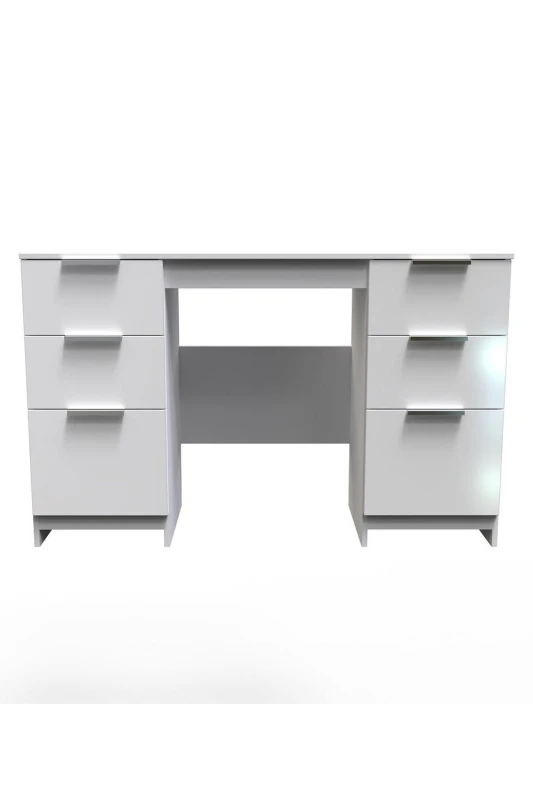 Image of Poole Double Pedestal Desk In White (Ready Assembled)