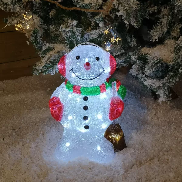 Image of 33cm LED Lit Acrylic Snowman Christmas Decoration