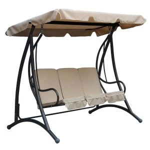 Image of Charles Bentley 3-Seater Premium Garden Swing Seat - Beige