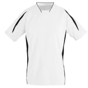 Image of SOLS Childrens/Kids Maracana 2 Short Sleeve Football T-Shirt (10 Years) (White/Black)