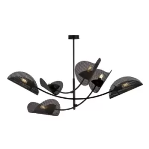 Image of Gladio Black Multi Arm Semi Flush Ceiling light 6x E14