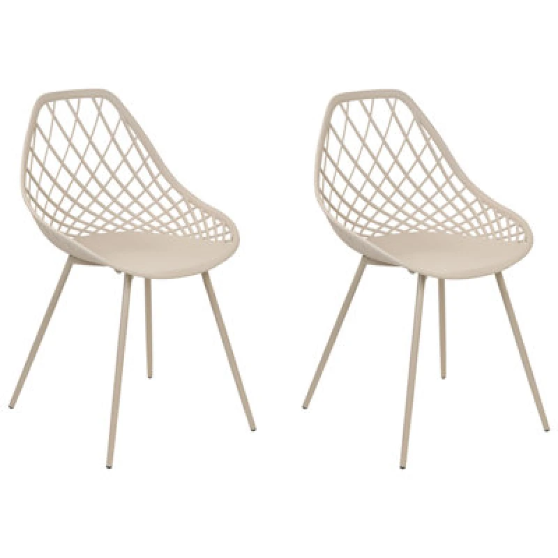 Image of Beliani Set Of 2 Dining Chairs Canton Ii Beige