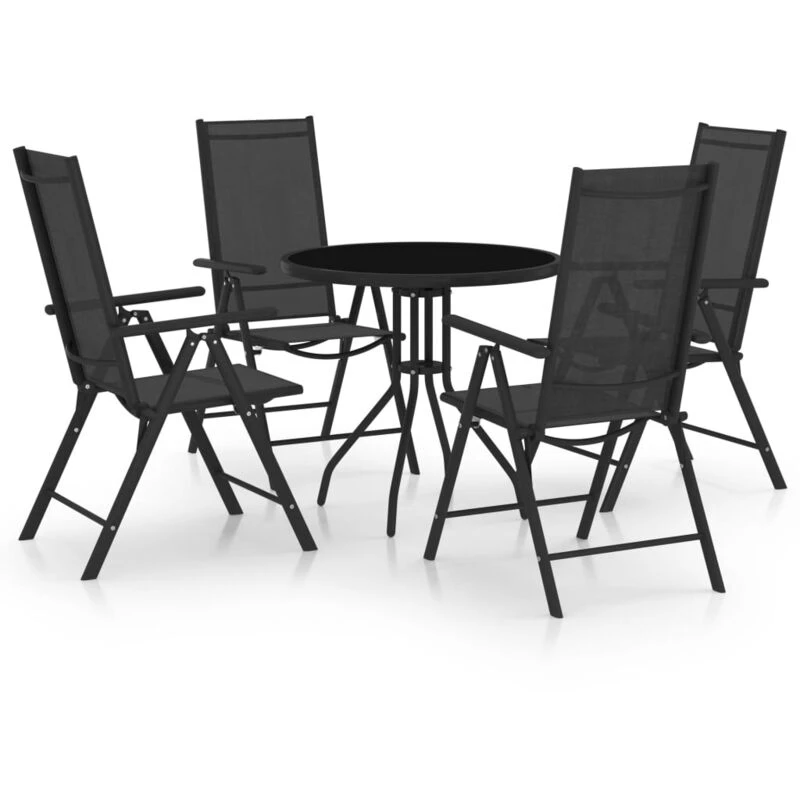 Image of VIDAXL 5 Piece Garden Dining Set Aluminium and Textilene Black Vidaxl 8720286407110