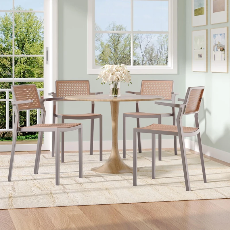 Image of Kabinet UK 4 Set Pseudo-rattan PP Dining Chair Grey unisex One Size