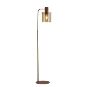 Image of Ghent Large Floor Lamp, E27, Mocha, Amber Glass