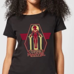 Image of Captain Marvel Flying Warrior Womens T-Shirt - Black - S