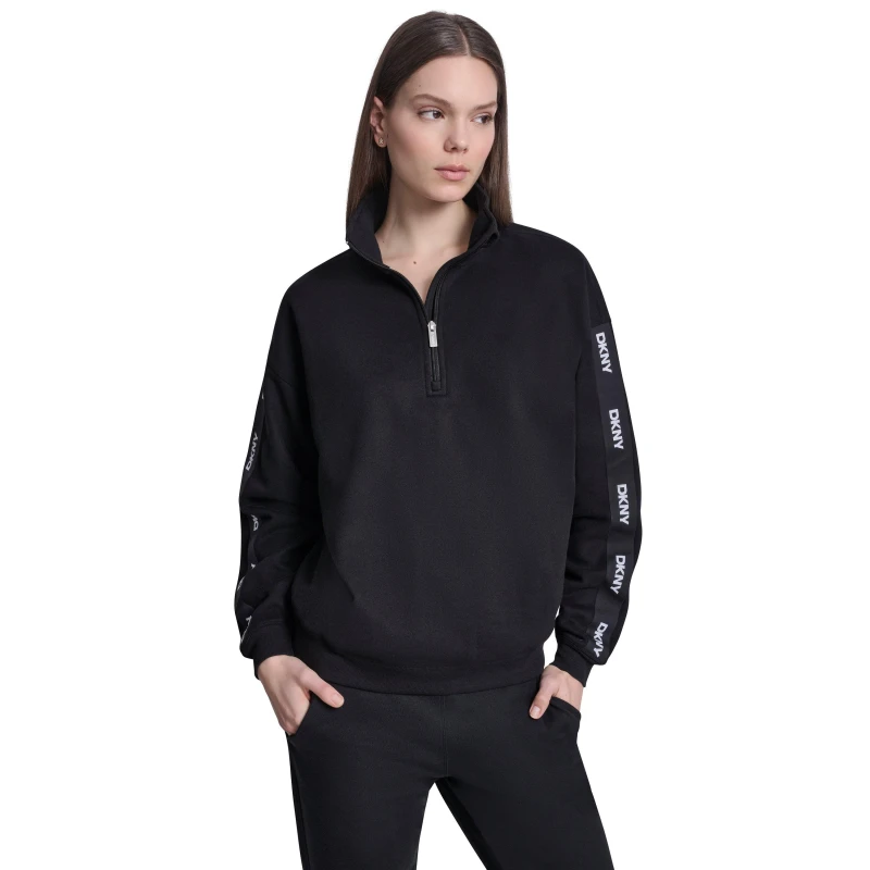 Image of DKNY Overs 1/4 Zip Ld62 Black female 8 (XS)