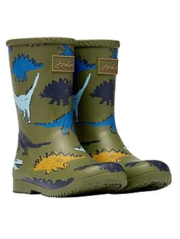 Image of Joules Boys Dino Roll Up Wellies - Green, Size 10 Younger