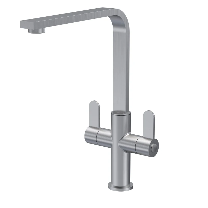 Image of Balterley Kitchen Mono Mixer Tap with 2 Lever Handles Brushed Nickel 302mm Metallics