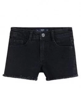 Image of Mango Girls Frayed Hem Denim Shorts - Charcoal