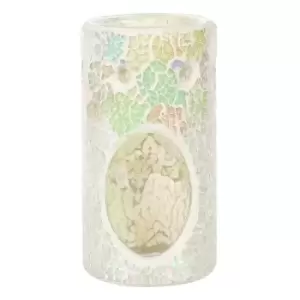 Image of Pillar White Iridescent Crackle Oil Burner