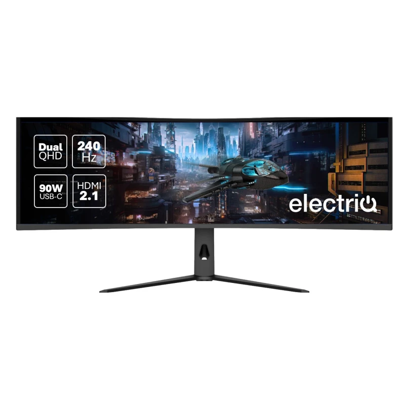 Image of electriQ 49'' VA Dual QHD 240Hz USB-C KVM UltraWide Monitor
