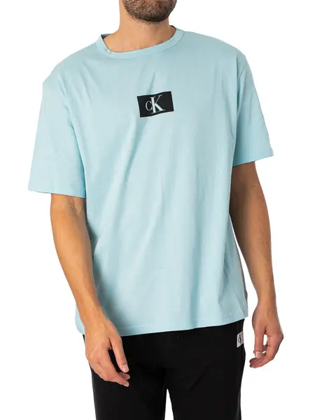 Image of Calvin Klein Box Logo Lounge T-Shirt Aquatic S