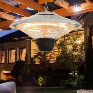 Image of Alfresco Hanging Electric Patio Heater with Pull Cord 1.5KW, Silver