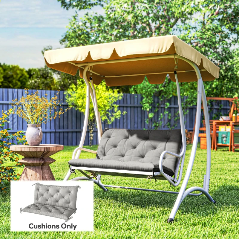 Image of Outsunny 2 Seater Garden Bench Cushion Outdoor Seat Pad with Ties Grey 84B-137V70LG