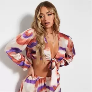 Image of I Saw It First Tie Dye Printed Crop Top - Purple