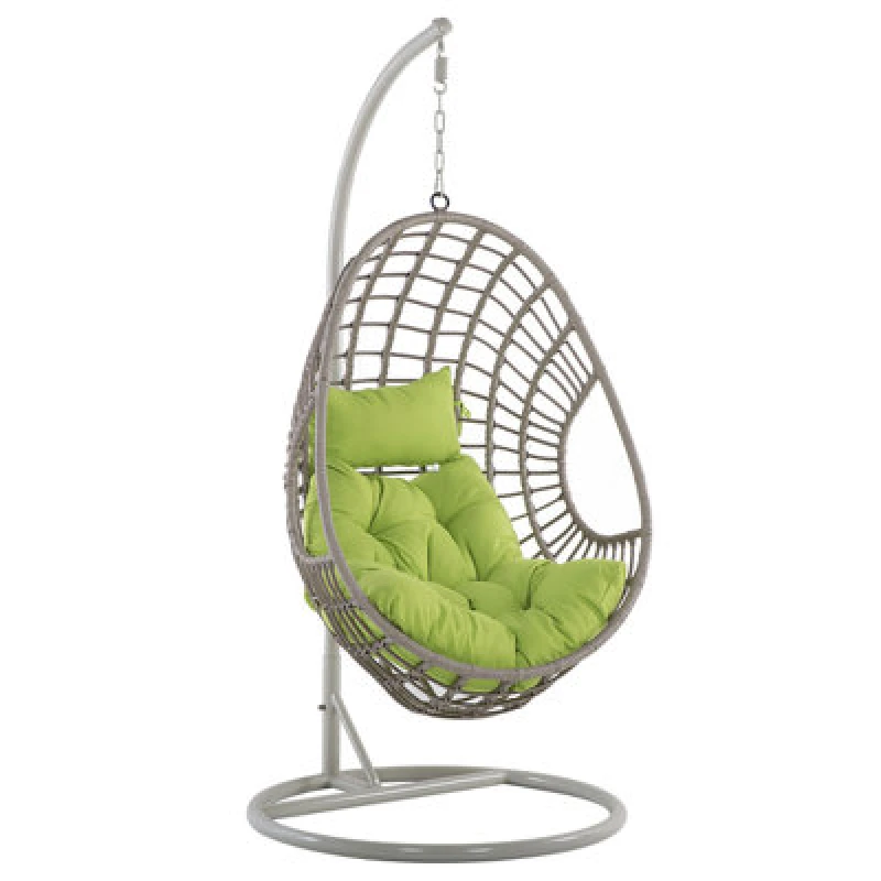 Image of Beliani Hanging Chair With Stand Arpino Pe Rattan Beige
