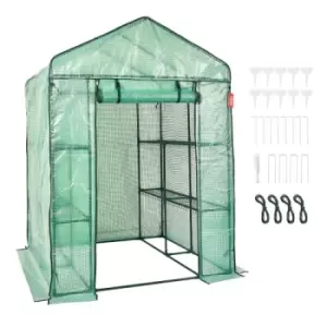 Image of VEVOR Walk-in Green House, 4.6 x 4.6 x 6.6 ft Greenhouse with Shelves, Set Up in Minutes, High Strength PE Cover with Doors & Windows and Steel Frame,