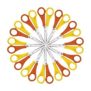 Image of Westcott Left Handed Scissors 130mm YellowOrange Pack of 12 E-21593 00