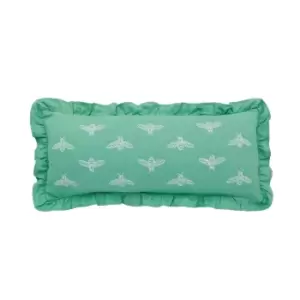 Image of Joules Lakeside Floral Embroidered Cushion 70cm x 30cm, Green