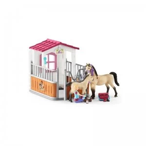 Image of Schleich Horse Club Horse Stall with Arab Horses and Groom