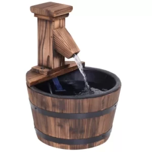 Image of Outsunny Wood Barrel Pump Patio Water Fountain Water Feature Electric Garden