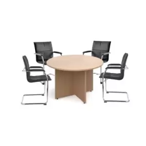 Image of Bundle deal 4 x Essen visitors chairs with RT12 meeting table - white