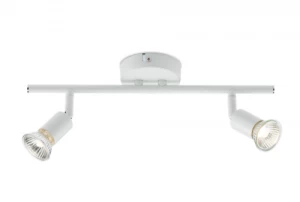 Image of KnightsBridge Ceiling Light GU10 50 Watt 2 Spotlight Bar White LED Compatible