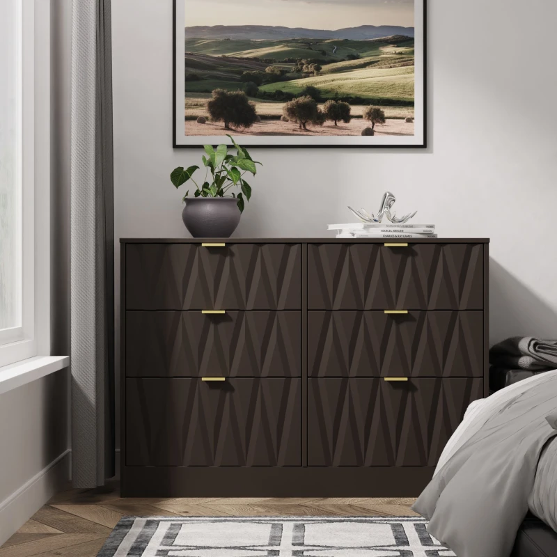 Image of Welcome Furniture Ready Assembled Las Vegas 6 Drawer Midi Chest In Graphite LVF015GBGB