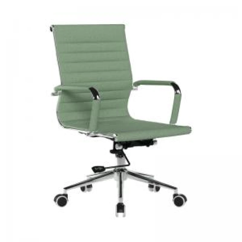 Image of Contemporary Medium Back Fabric Executive Armchair with Chrome Base - NTDSBCF8003GN