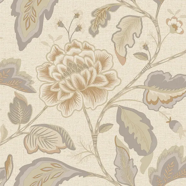 Image of Belgravia Decor Maya Floral Beige Textured Wallpaper