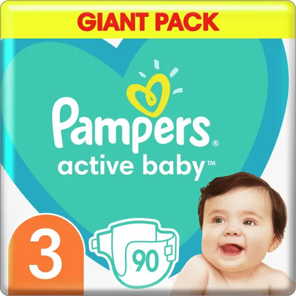 Image of Pampers Active Baby Size 3 90 Nappies