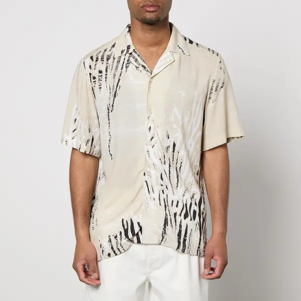 Image of BOSS Orange Rayer Printed Woven Shirt - XL Beige Shirts male 50513241-272 XL