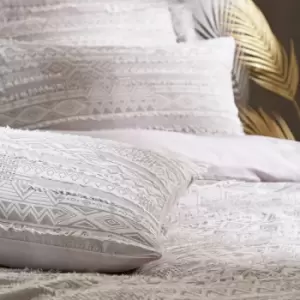 Image of Pineapple Elephant Enola Aztec Geometric Jacquard 100% Cotton Duvet Cover Set, Grey, King