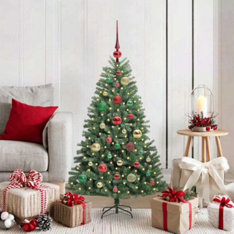 Image of vidaXL Artificial Hinged Christmas Tree Green 120cm PVC and Metal, Green 3395477