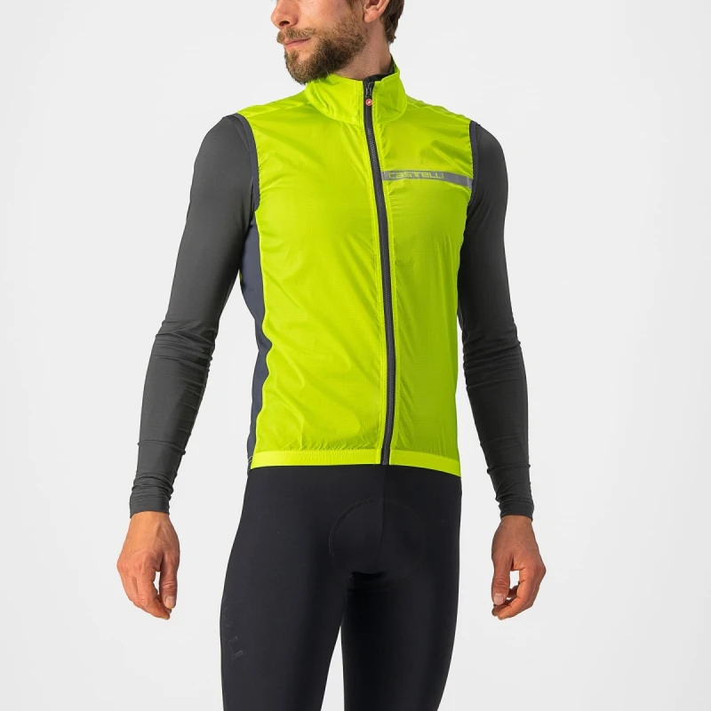 Image of Castelli Squadra Stretch Gilet L Electric Lime/Dark Grey - Cycles UK