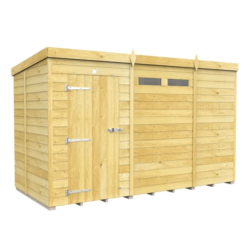 Image of Buttercup Farm 11 x 5 Feet Pent Security Shed - Single Door - L147 x W329 x H201cm in Brown Brown Unisex