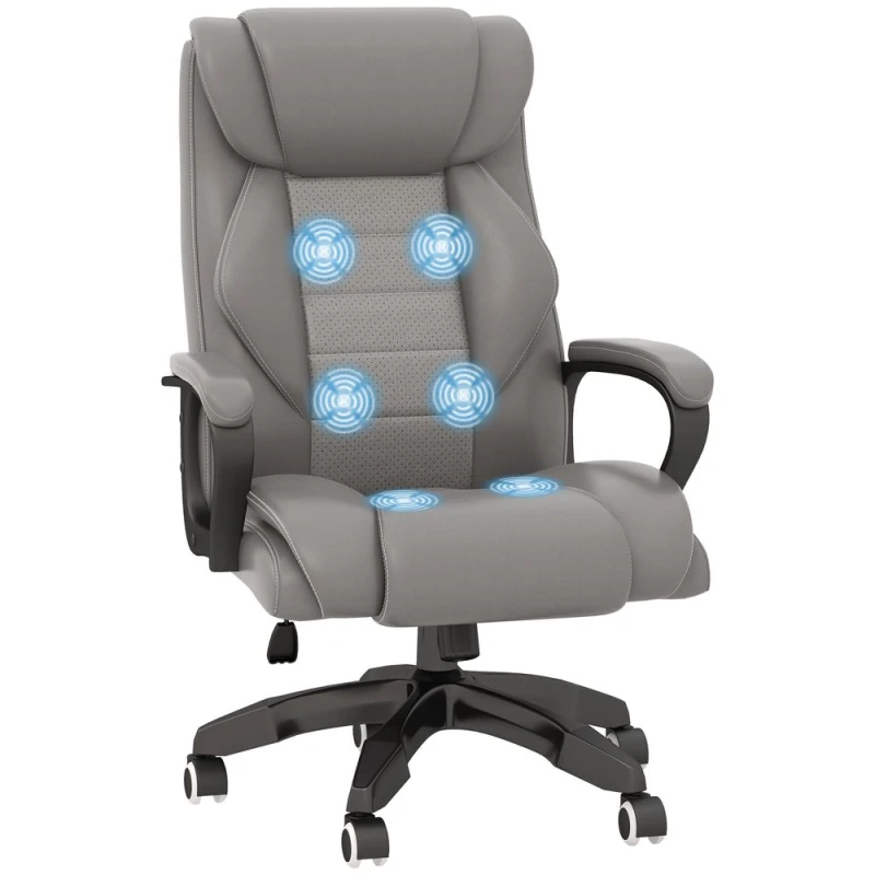 Image of VINSETTO Vinsetto - High Back 6 Points Vibration Massage Executive Office Chair Grey 5056725504441