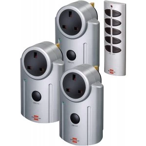 Image of Brennenstuhl RC 3600 Primera Line Remote Control Socket Set Silver UK Plug