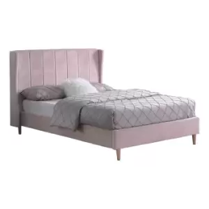 Image of Seconique Amelia 4'6" Bed - Pink Velvet Fabric