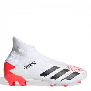 Image of adidas Predator 20.3 Laceless Childrens FG Football Boots - White/PopOrange