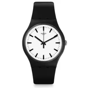 Image of Swatch SwatchPAY! Blackback Pay Quartz White Dial Black Silicone Strap Unisex Watch SVIB105-5300
