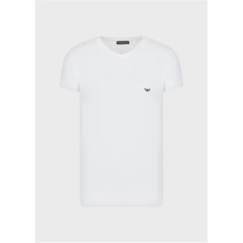 Image of Emporio Armani Icon Logo V Neck T Shirt - White