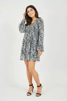 Image of Black Recycled Vintage Meadow Floral Print Chiffon Tunic