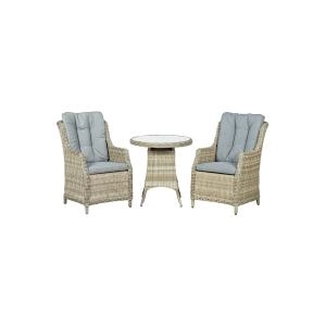 Image of Royalcraft Wentworth Rattan 2 Seater Highback Comfort Round Bistro Set - Garden & Outdoor