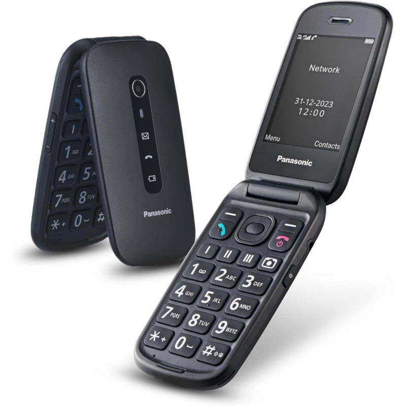 Image of Panasonic 4G Clamshell Mobile Phone with Camera & Bluetooth - Black One Size