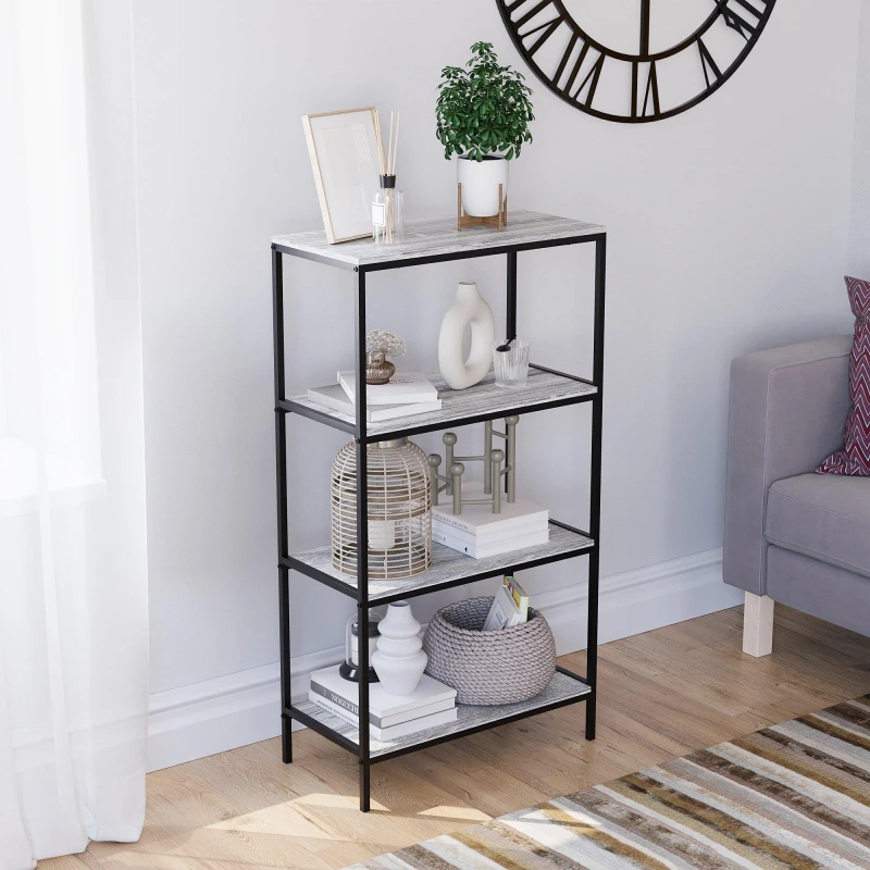 Image of Lassic Vida Designs Brooklyn 4 Tier Bookcase Grey unisex 4 Tier