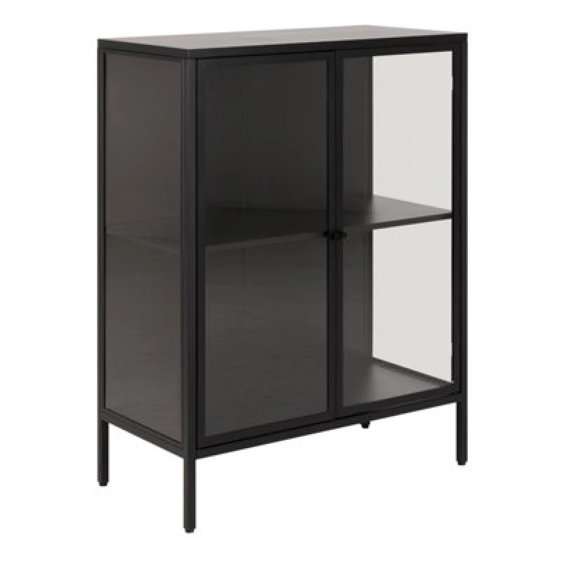 Image of Furniture To Go Newcastle Low 2 Door Display Cabinet In Matt Black