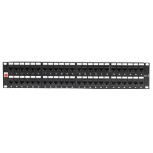 Image of Lindy 19" CAT6 2U 48 Port RJ-45 Patch Panel, Unshielded, Black
