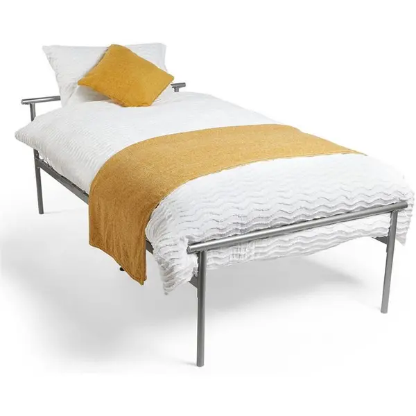 Image of VonHaus VonHaus Compact Single Metal Bed - Silver One Size